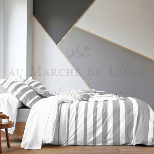 Drap Housse Lit Relevable Blanc des Vosges 2x80x200 Percale Platine