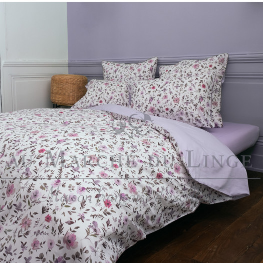 Parure en percale, JARDIN FLEURI Lila