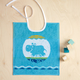 Bavoir enfant Hippopotame bleu turquoise, HIPPO De Witte Lietaer