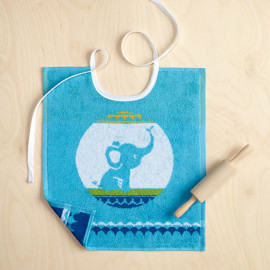 Bavoir enfant Elephant bleu turquoise, TANTOR De Witte Lietaer