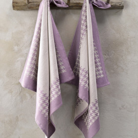 Torchon coton Pied de Poule Violet De Witte Lieater