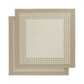 Torchon coton Pied de Poule Beige Moonlight Ochre De Witte Lieater