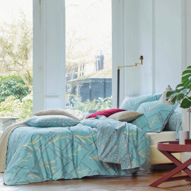 PARURE DE LIT PERCALE DESERT Aqua, FRANCOIS HANS