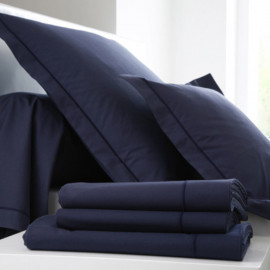 PARURE PERCALE UNI Bleu Navy, FRANCOIS HANS