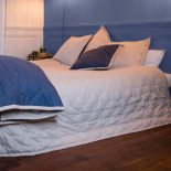 Couvre lit piqué de coton matelassé Bleu Beige, COTON&LIN