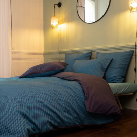 Parure en percale, ALLURE Bleu Paon