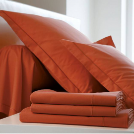 Drap plat Percale Terra Cotta, FRANCOIS HANS