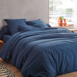 PERCALE LAVEE Boheme Indigo, BLANC DES VOSGES