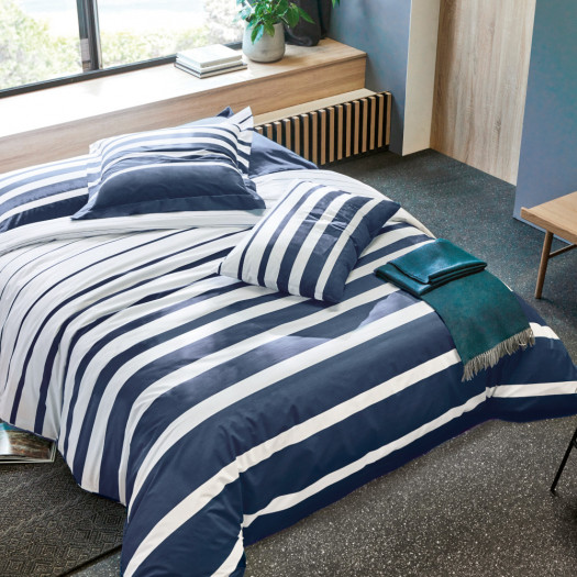PARURE PERCALE GRAND LARGE BLEU COBALT, LES TOILES DES VOSGES PARURE PERCALE GRAND LARGE BLEU COBALT, LES TOILES DES VOSGES