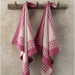 Torchon coton Pied de Poule Fuchsia De Witte Lieater