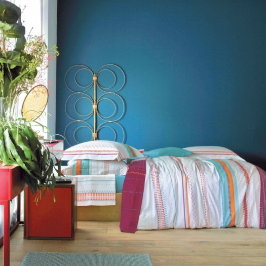 PARURE COTON QUARTET TURQUOISE, BLANC DES VOSGES PARURE COTON QUARTET TURQUOISE, BLANC DES VOSGES