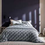 PARURE PERCALE TEMPO Marine, BLANC DES VOSGES