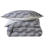 PARURE PERCALE TEMPO Marine, BLANC DES VOSGES
