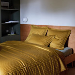 PARURE SATIN JACQUARD, DIVINE Ambre, BLANC DES VOSGES